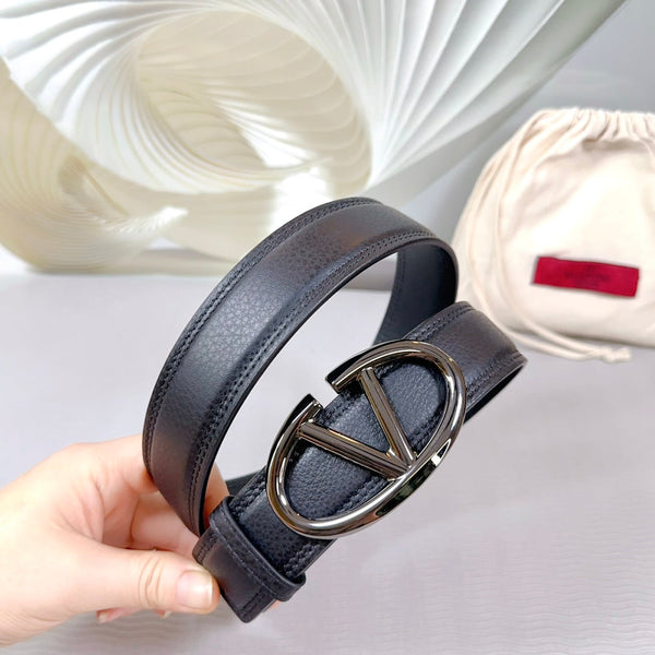 Ceinture The Bold Edition 34 mm en cuir de veau noir à boucle argentée