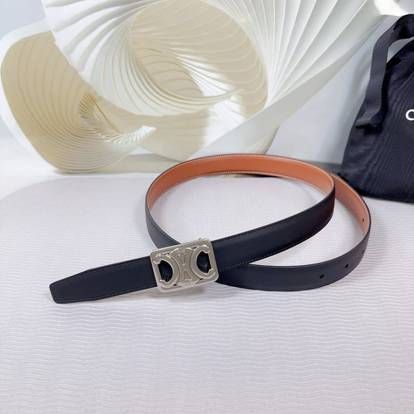 CEL Silver Buckle Belt 25mm Black Calfskin 178252