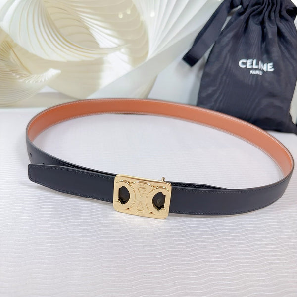 CEL Gold Buckle Belt 25mm Black Calfskin 178253