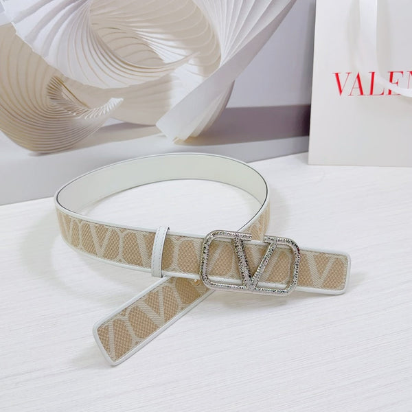 Ceinture iconographe Valenti Toilde 40mm Veau Blanc Beige Boucle martelée Argentée