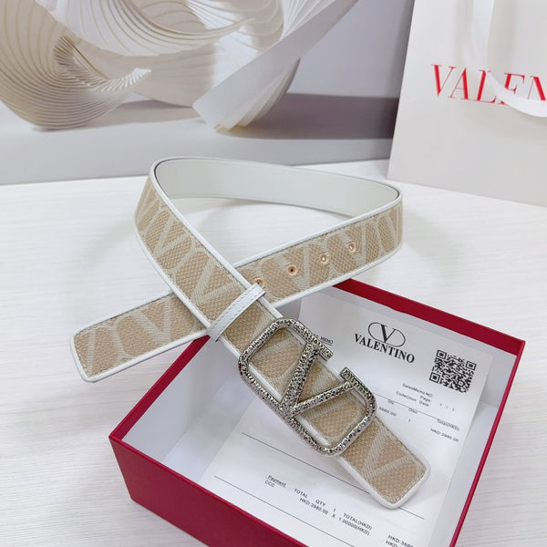 Ceinture iconographe Valenti Toilde 40mm Veau Blanc Beige Boucle martelée Argentée