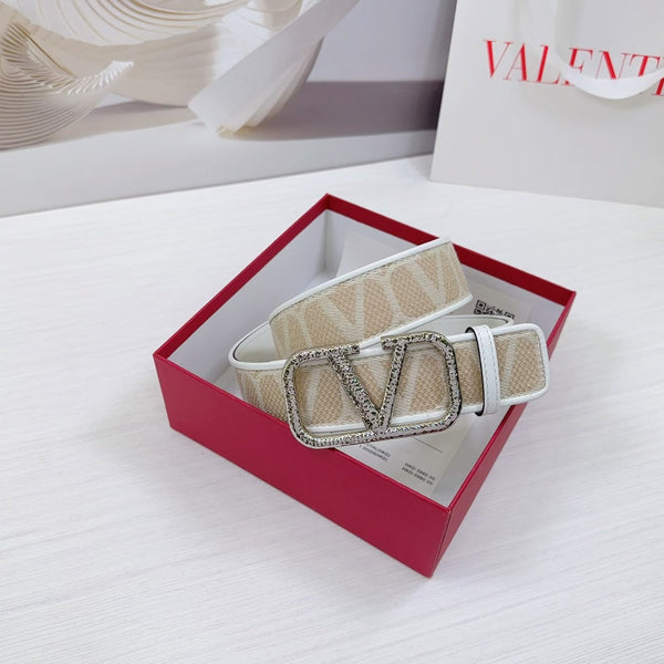 Ceinture iconographe Valenti Toilde 40mm Veau Blanc Beige Boucle martelée Argentée