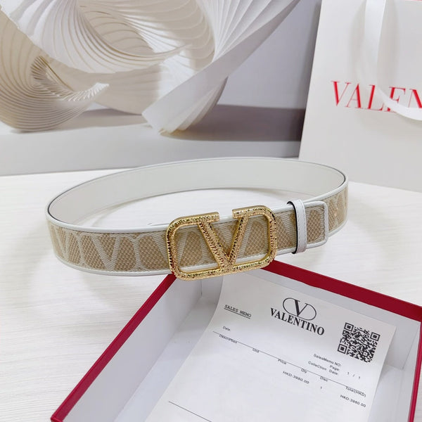 Ceinture Valenti Toilde Iconographe 40 mm veau blanc beige boucle effet martelé doré