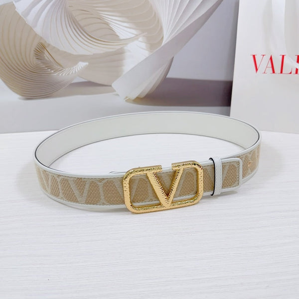 Ceinture Valenti Toilde Iconographe 40 mm veau blanc beige boucle effet martelé doré