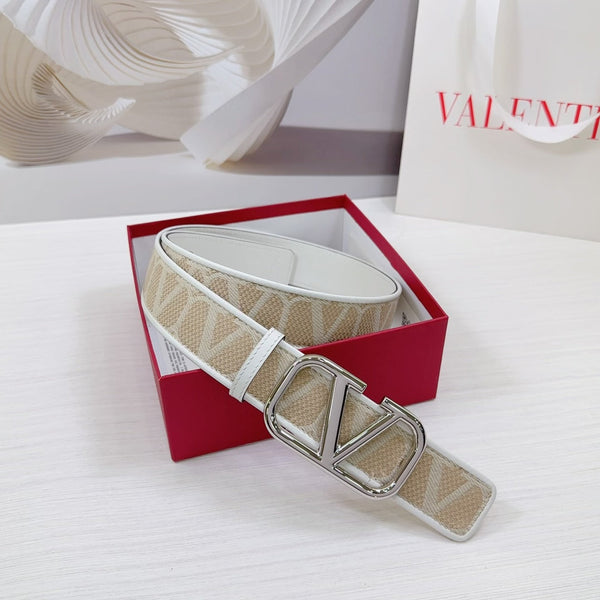 Ceinture Valenti Toilde Iconographe 40mm Veau Blanc Beige Boucle Argentée