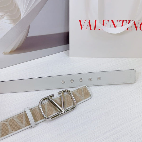 Ceinture Valenti Toilde Iconographe 40mm Veau Blanc Beige Boucle Argentée