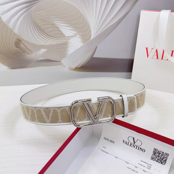 Ceinture Valenti Toilde Iconographe 40mm Veau Blanc Beige Boucle Argentée