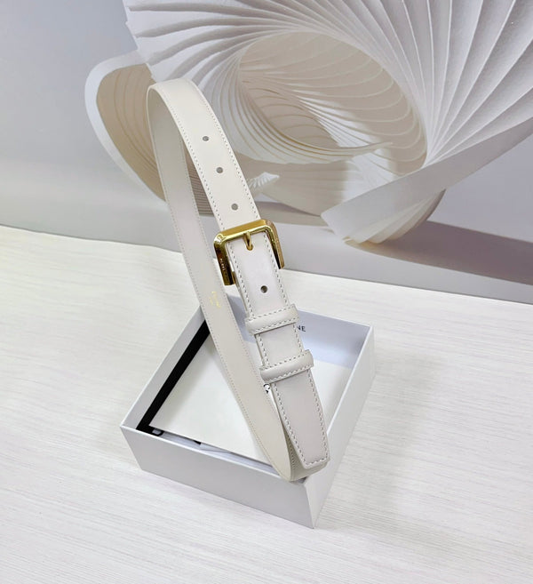 CEL Gold Western 25mm Belt White Cowhide 181047