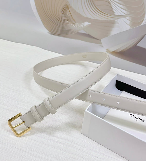 CEL Gold Western 25mm Belt White Cowhide 181047