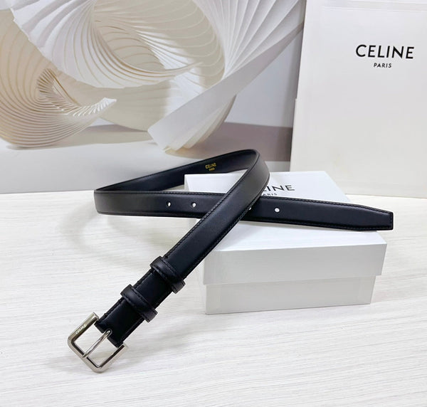 CEL Silver Western 25mm Belt Black Cowhide 181042