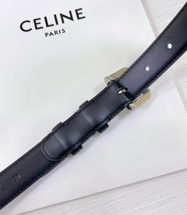 CEL Silver Western 25mm Belt Black Cowhide 181042