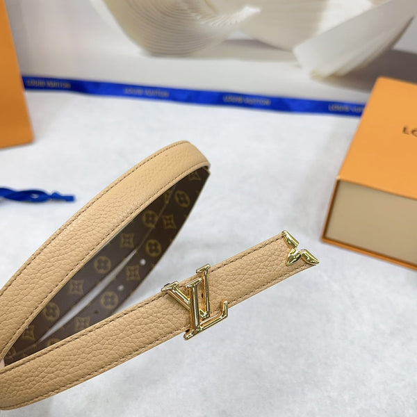 Pretty LV 20mm Reversible Belt Brown Grained Calfskin