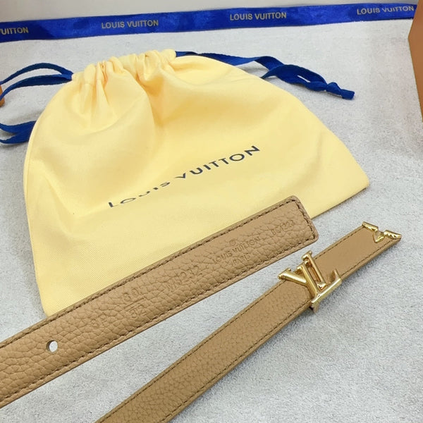 Pretty LV 20mm Reversible Belt Brown Grained Calfskin