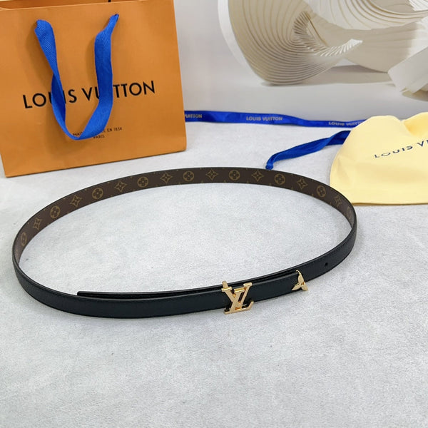 Pretty LV 20mm Reversible Belt Black Grained Calfskin