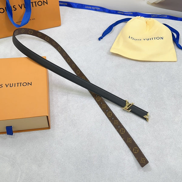 Pretty LV 20mm Reversible Belt Black Grained Calfskin