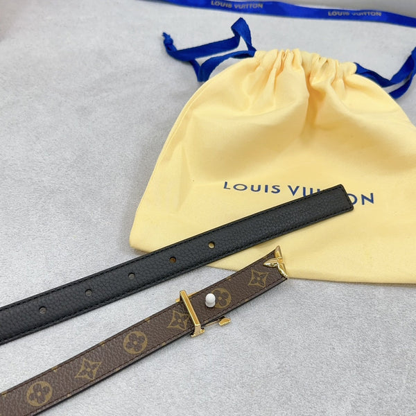 Pretty LV 20mm Reversible Belt Black Grained Calfskin