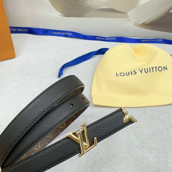 Pretty LV 20mm Reversible Belt Black Grained Calfskin