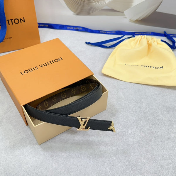 Pretty LV 20mm Reversible Belt Black Grained Calfskin