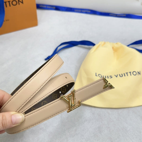Pretty LV 20mm Reversible Belt Beige Calfskin