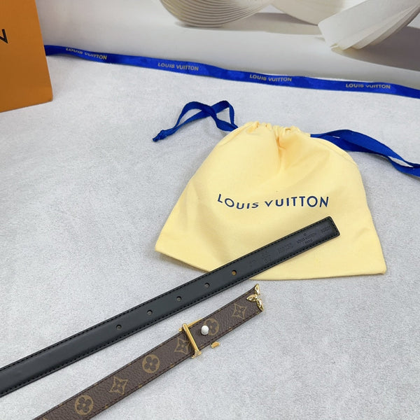 Pretty LV 20mm Reversible Belt Black Calfskin
