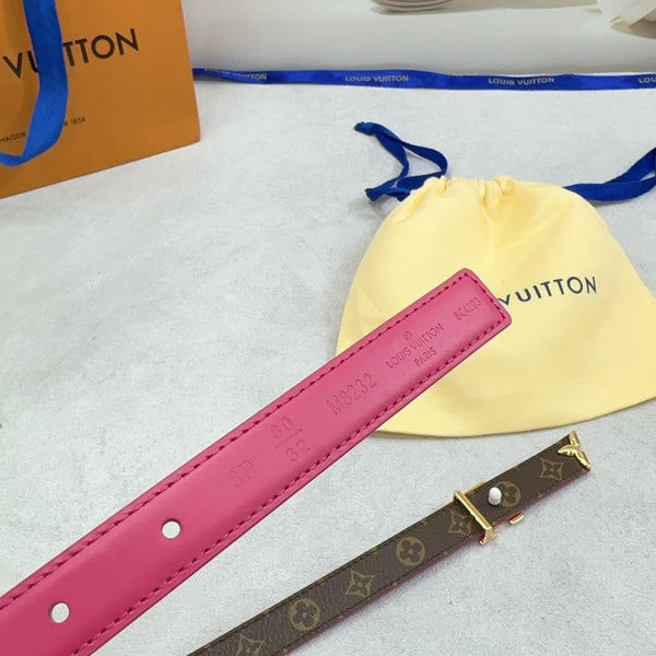 Pretty LV 20mm Reversible Belt Dark Pink Calfskin