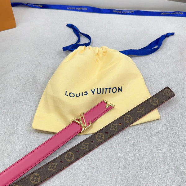 Pretty LV 20mm Reversible Belt Dark Pink Calfskin