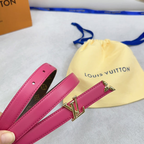 Pretty LV 20mm Reversible Belt Dark Pink Calfskin