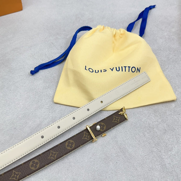 Pretty LV 20mm Reversible Belt Cream Calfskin