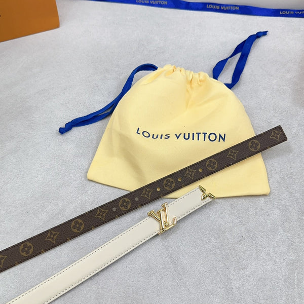 Pretty LV 20mm Reversible Belt Cream Calfskin