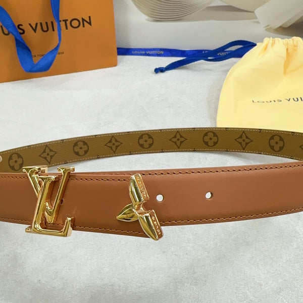 Pretty LV 30mm Reversible Belt Brown Calfskin