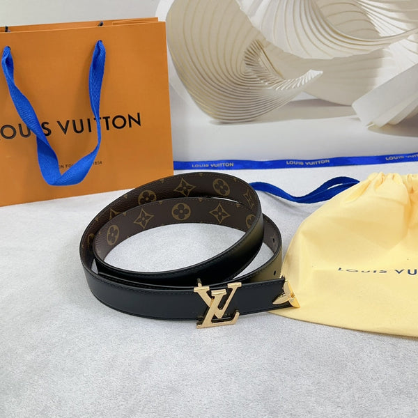 Pretty LV 30mm Reversible Belt Black Calfskin