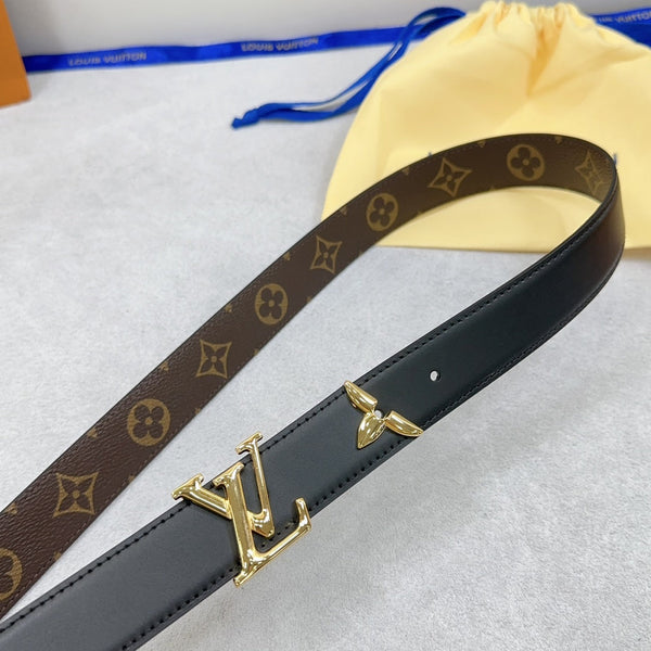 Pretty LV 30mm Reversible Belt Black Calfskin