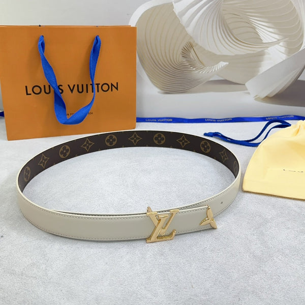 Pretty LV 30mm Reversible Belt Cream Calfskin