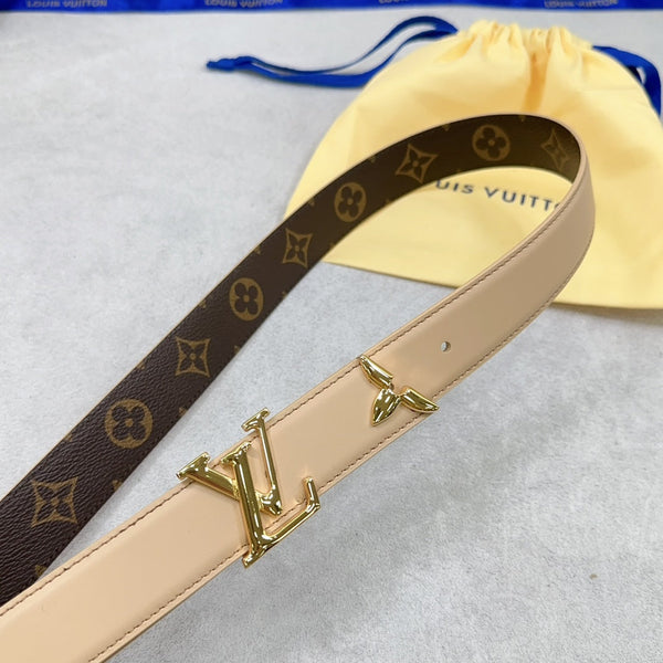 Pretty LV 30mm Reversible Belt Beige Calfskin