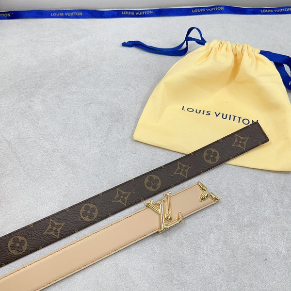 Pretty LV 30mm Reversible Belt Beige Calfskin
