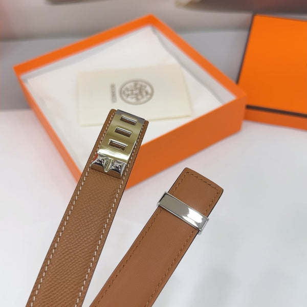 Collier De Chien Belt 30mm Gold Epsom Silver Buckle