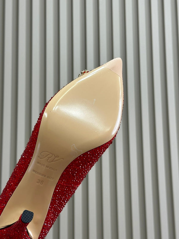 Flower Strass Buckle Pump 85 Crystal Red Leather