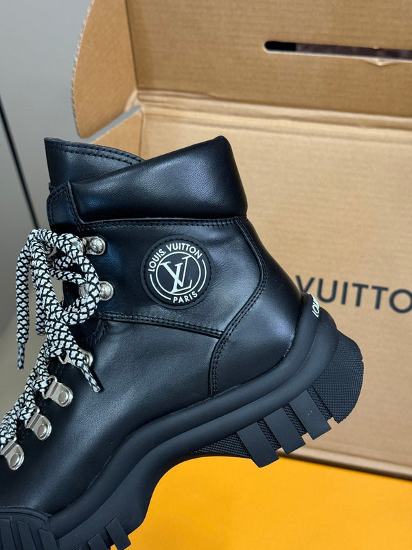 Stivali LV Ruby Flat Ranger in pelle di vitello nera