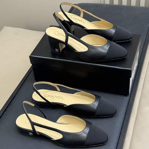 CC Classic Slingback Nero Beige Pelle di capra Grosgrain nero 282286