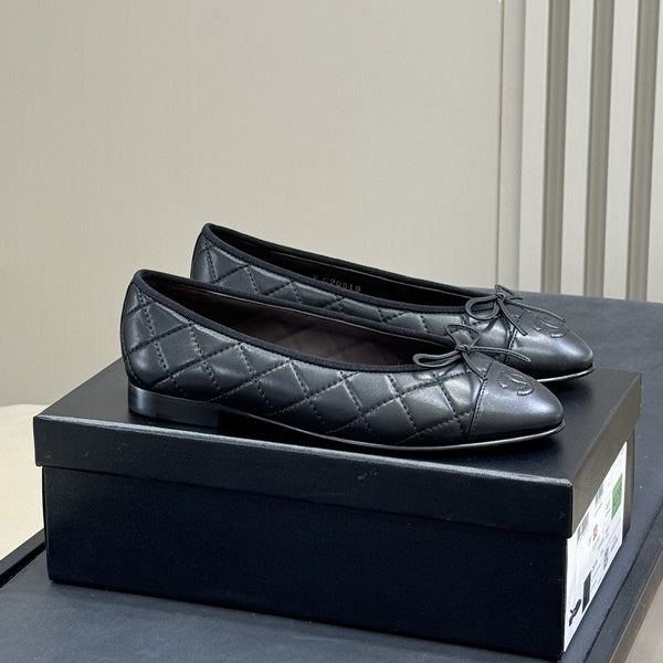 CC Classic Ballet Flats Black Quilted Lambskin 282278