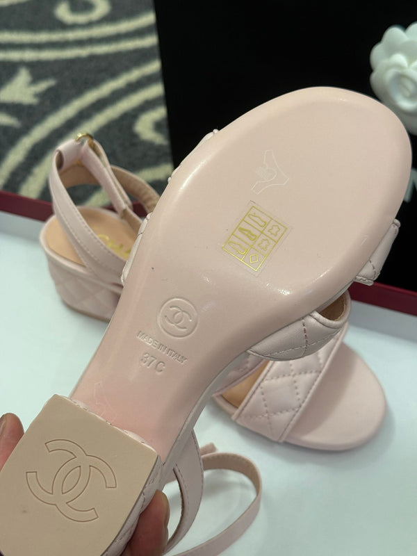 CC 25SS Honey Sandals 5cm Pink Lambskin 319633