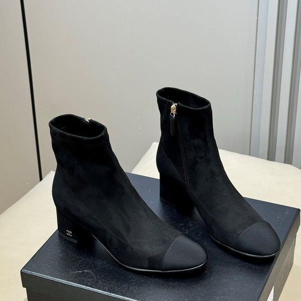 CC 26FW Bottine noire en daim et tissu 623146
