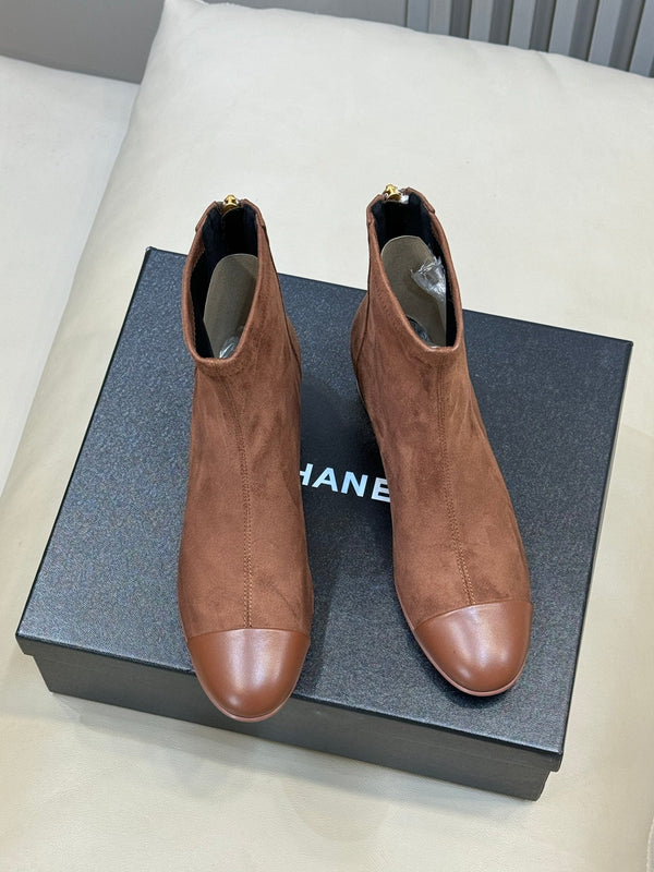CC 26FW Bottines Marron Daim Tissu 621277
