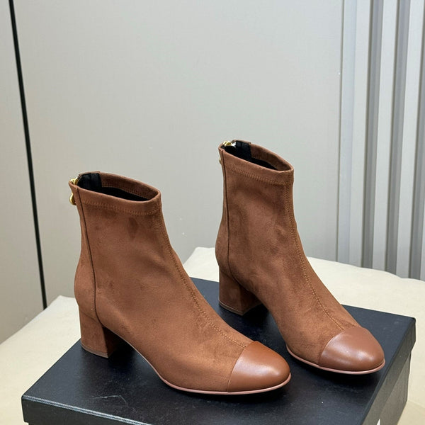 CC 26FW Bottines Marron Daim Tissu 621277