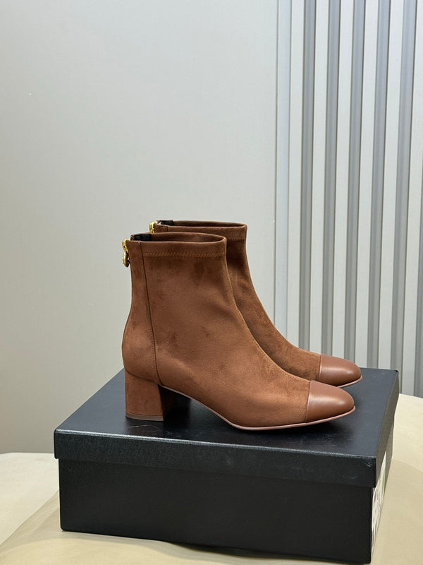 CC 26FW Bottines Marron Daim Tissu 621277