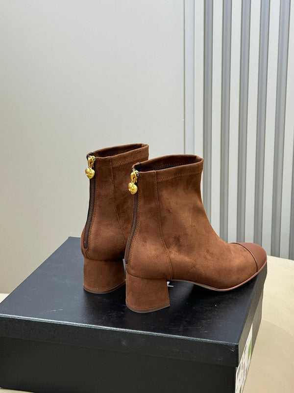 CC 26FW Bottines Marron Daim Tissu 621277