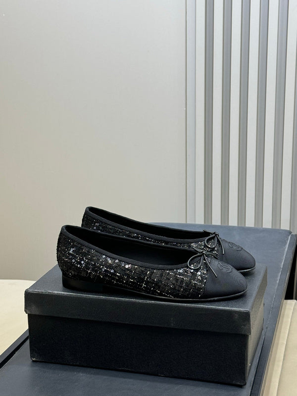 Ballerines CC 26ss Tissu tweed noir 623151