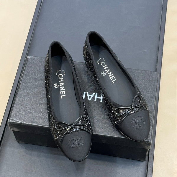 Ballerines CC 26ss Tissu tweed noir 623151