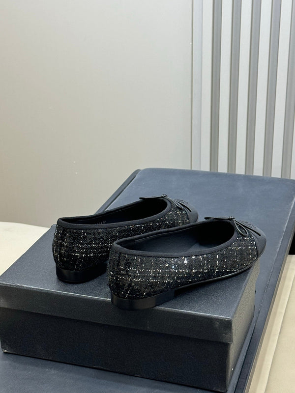 Ballerines CC 26ss Tissu tweed noir 623151
