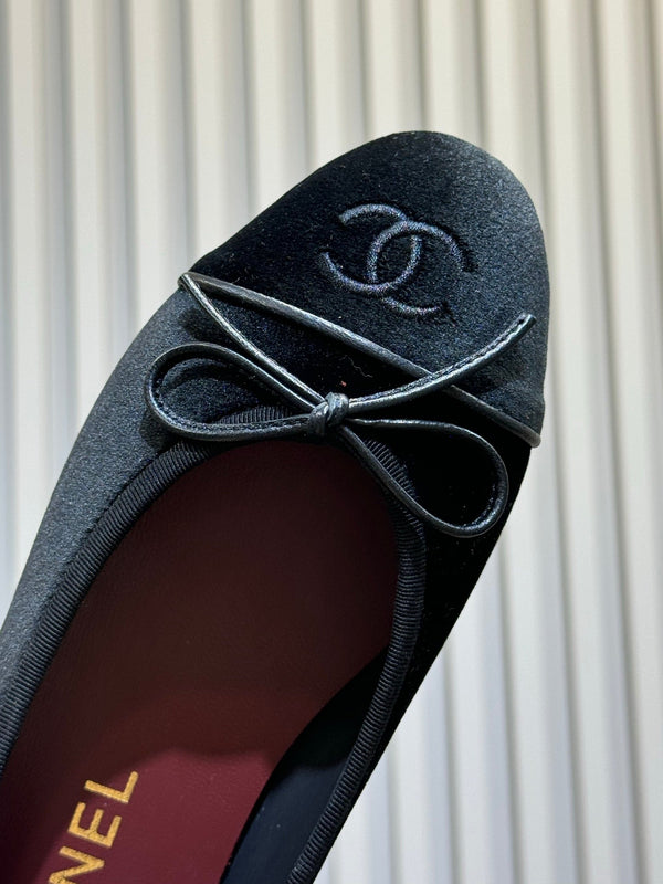 CC 26ss Ballerines Velours Noir 623153